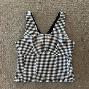 CAbi Black and White Checkered Crop Top